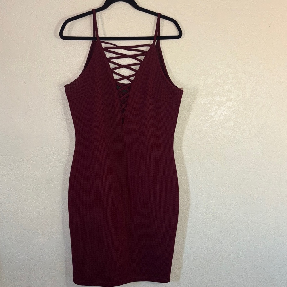 Burgundy Bodycon Mini Dress